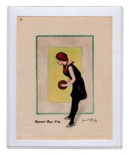 BASKETBALL TOBACCO SILK PREMIUM 1909 Hamilton King RARE in SPECTACLAR CONDITION picture