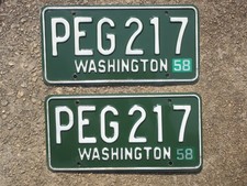 1958 Washington License Plate Pair Set Chevy Chevrolet Ford Dodge WA PEG 217 picture