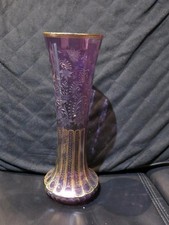 50% CLEARANCE $3000 IMPORTANT EARLY 1900S FRENCH AMETHYST DEEP CUT ETCHED VASE picture