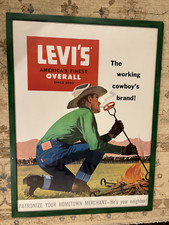 Vintage 1940s–50s Levi’s Store Poster – Cowboy Branding Cattle – Museum Quality picture