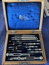 Antique Stanley Turnstile Drawing Instruments Drafting Set H.R. Larkins 1898 picture