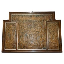 ORIGINAL 1912 ADA NEVILLE-ROLFE LEATHER EMBOSSED ART NOUVEAU MAHOGANY WALL PANEL picture