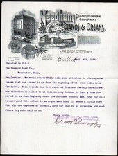 Needham Piano and Organ Co 1899 New York - SPECTACULAR Letter head Bill picture