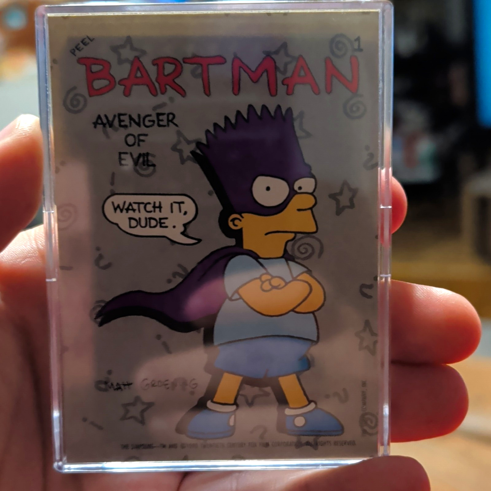 1991 Topps Bartman Avenger of Evil #1 Sticker Card - The Simpsons Bart Simpson