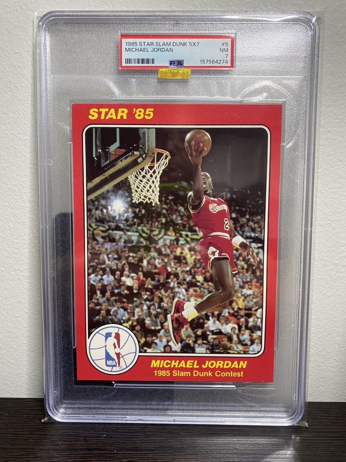 1984-85 STAR SLAM DUNK SUPERS 5X7 #5 MICHAEL JORDAN PSA 7