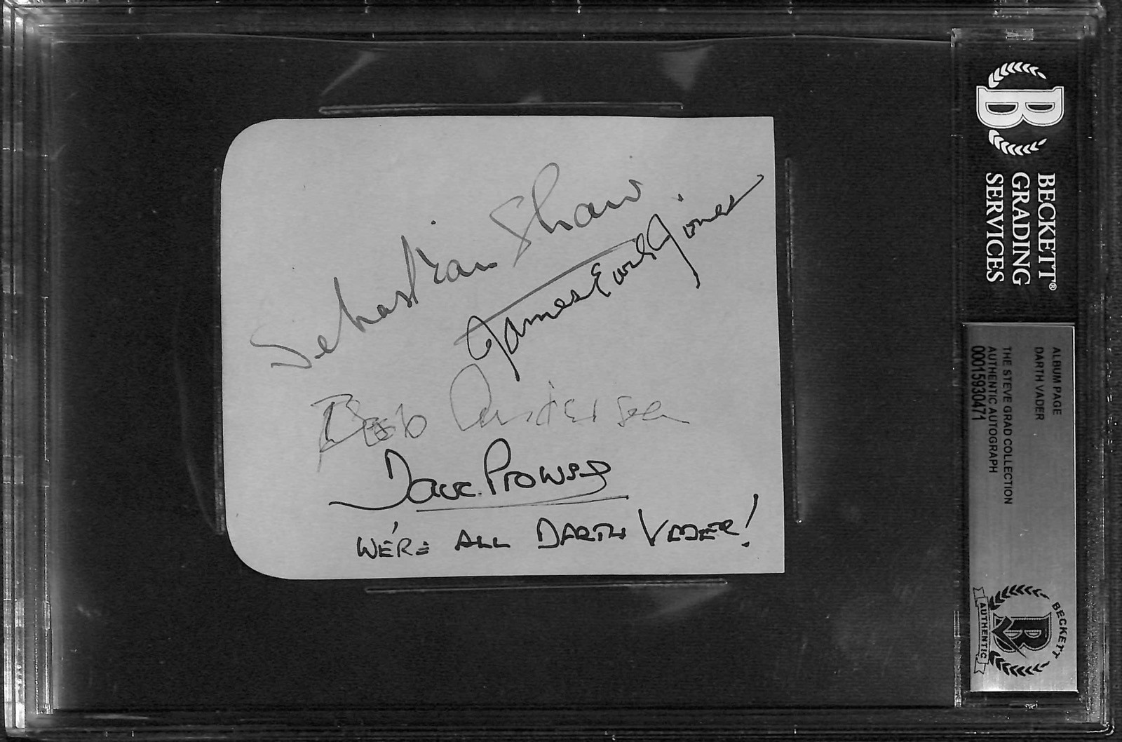 Darth Vader Actors Signed by 4 Sebastian Shaw One of a Kind Album Page BECKETT 