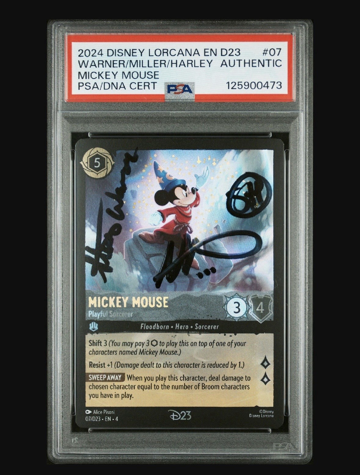PSA Authentic Triple Auto By Creators Of Lorcana D23 Mickey Promo PSA Authentic Triple Auto By Creators Of Lorcana D23 Mickey Promo