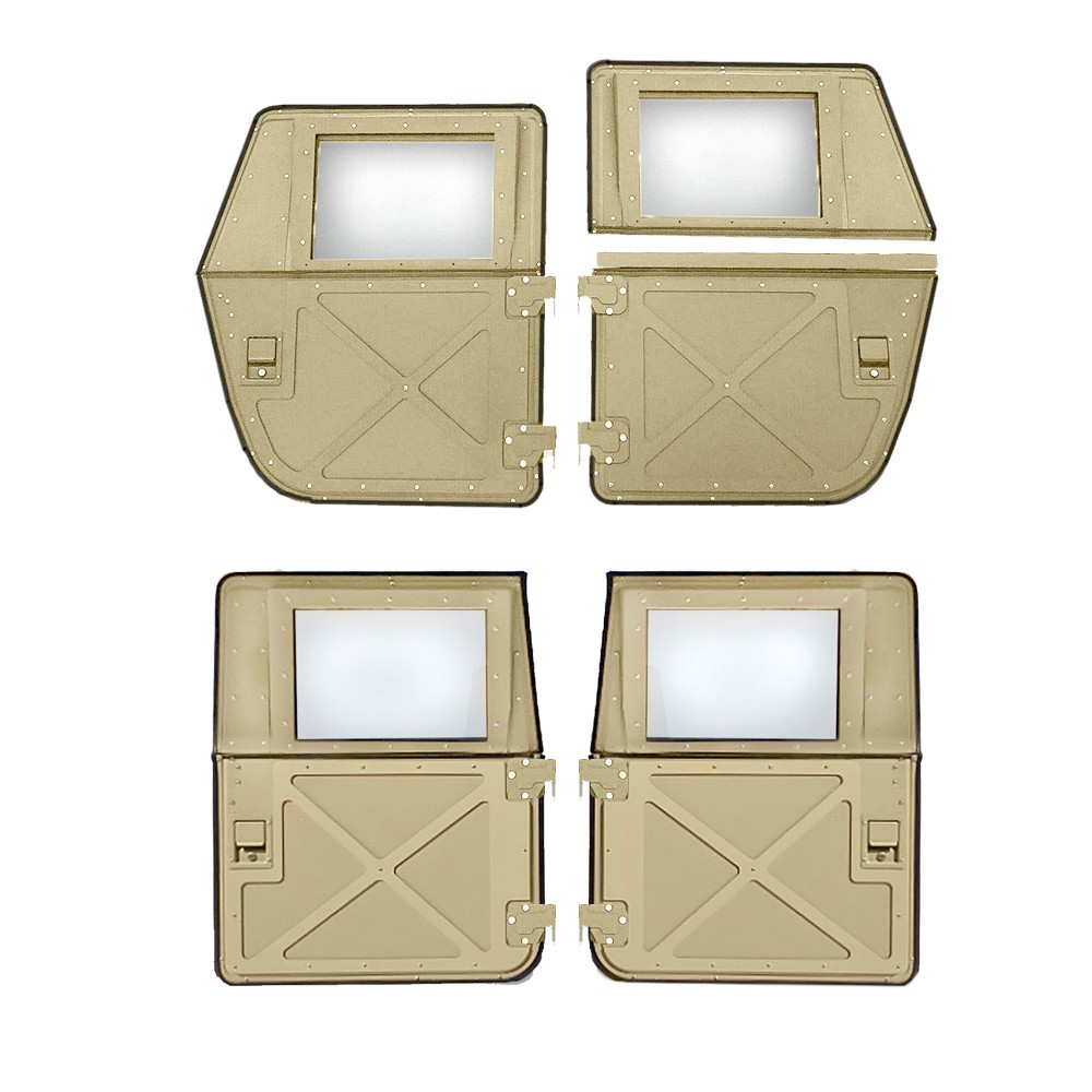Military Tactical Split Doors - Tan- Set of 4- Hard X-Door, fits HUMVEE , USA 