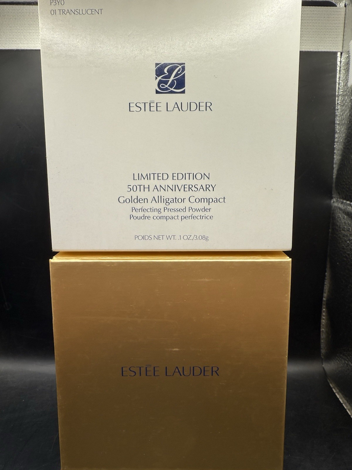 Estee Lauder 50TH ANNIVERSARY LIMITED EDITION GOLDEN ALLIGATOR COMPACT NIB Estee Lauder 50TH ANNIVERSARY LIMITED EDITION GOLDEN ALLIGATOR COMPACT NIB