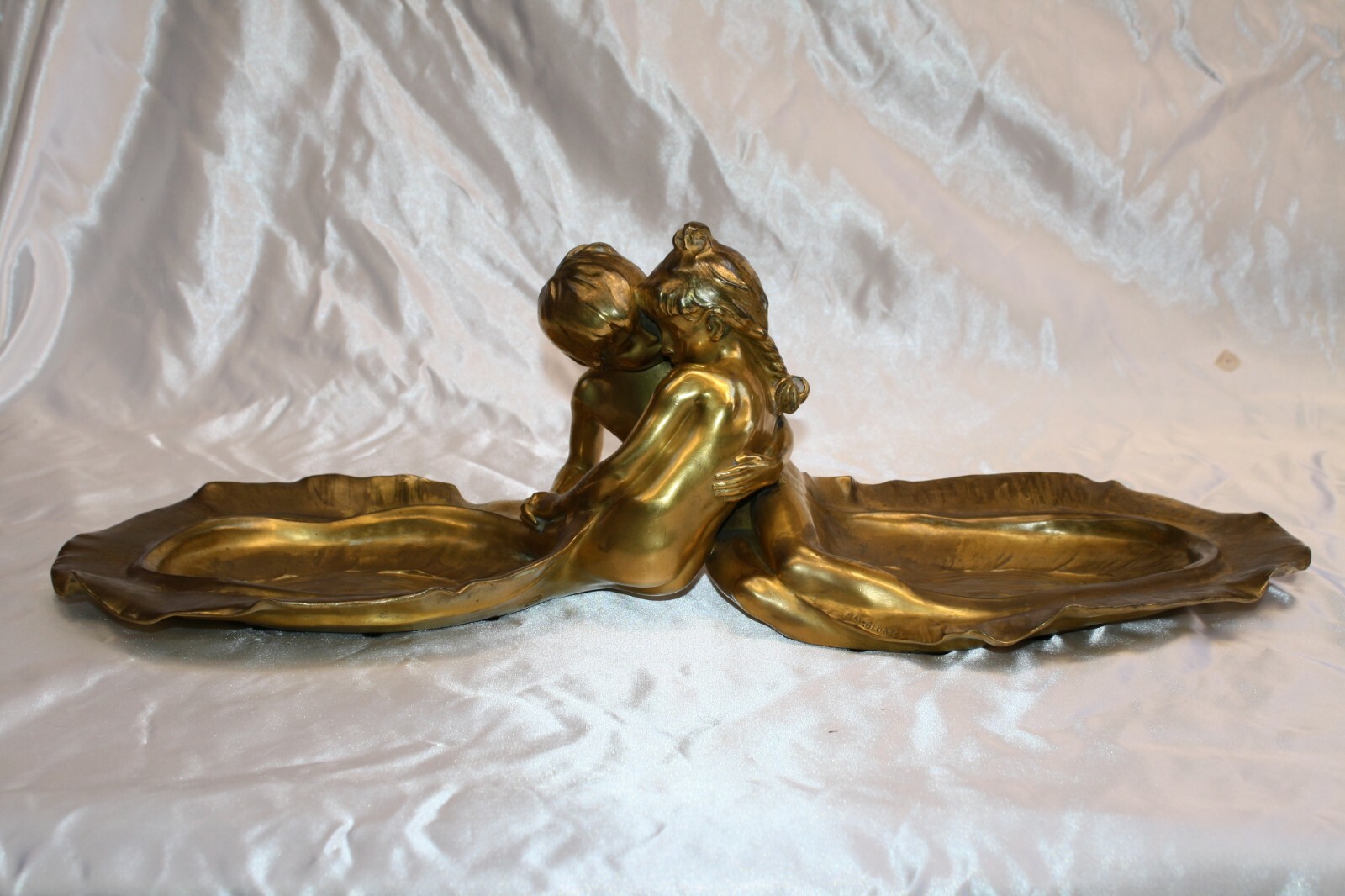 MAGNIFICENT 19C FRENCH GOLD PLATED BRONZE CENTER PIECE BY MAX BLONDAT LISTED ART MAGNIFICENT 19C FRENCH GOLD PLATED BRONZE CENTER PIECE BY MAX BLONDAT LISTED ART