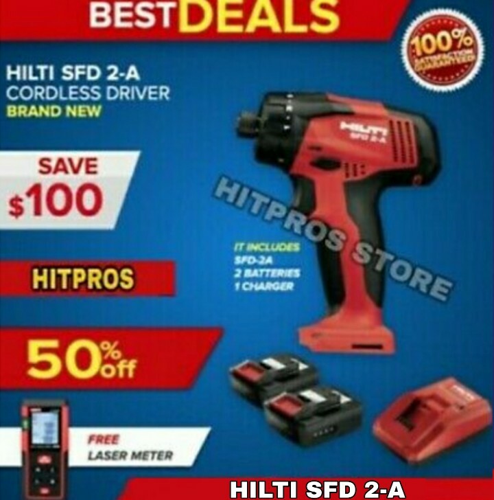 HILTI Sfd 2-A Drill Driver 2 Batteries Charger Laser Meter HILTI Sfd 2-A Drill Driver 2 Batteries Charger Laser Meter