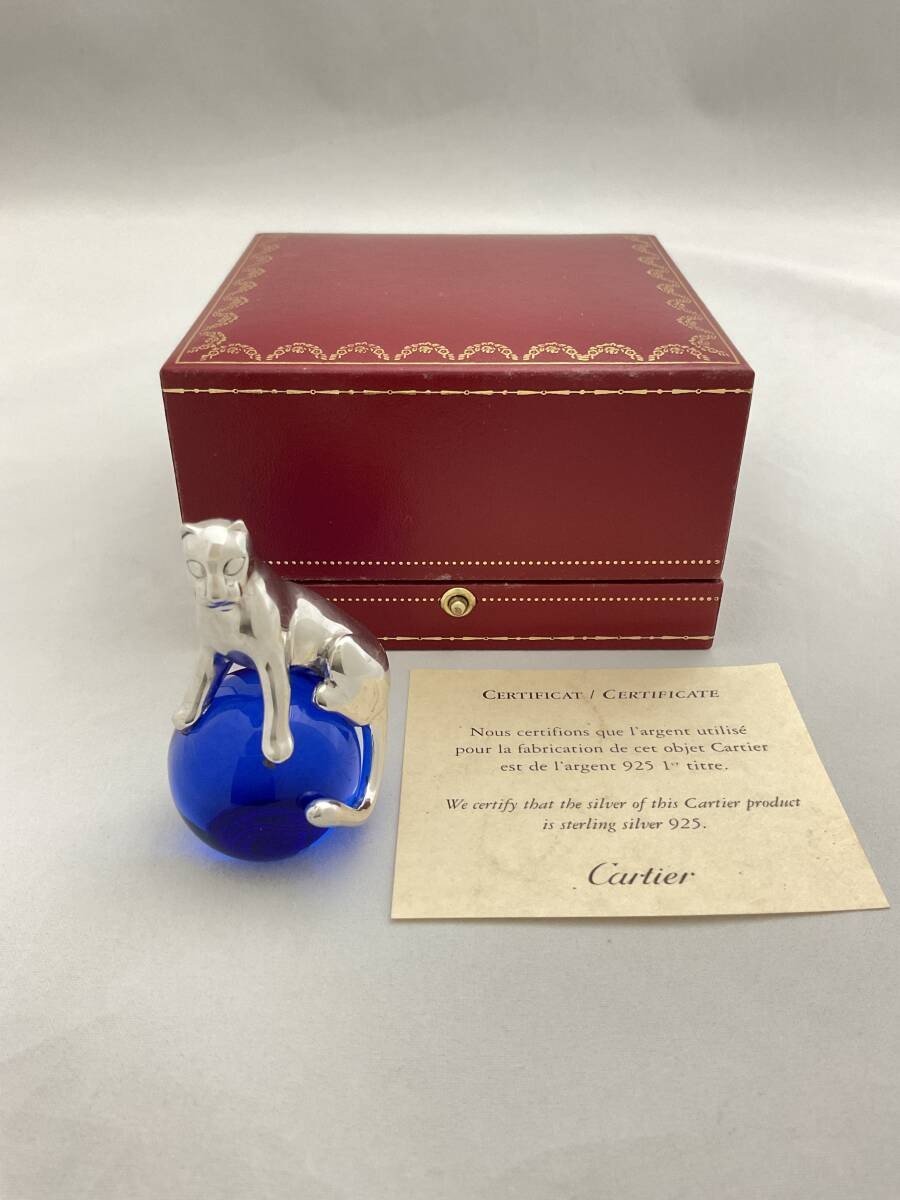 Authentic Cartier Panthere Panther Paperweight Lapis Lazuli Glass Figurine SV925 Authentic Cartier Panthere Panther Paperweight Lapis Lazuli Glass Figurine SV925