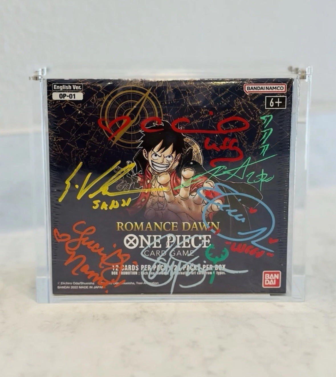 One Piece TCG OP 01 Romance Dawn sealed ENG 1st Wave BLUE BOTTOM SIGNEDx5 JSA🔥 One Piece TCG OP 01 Romance Dawn sealed ENG 1st Wave BLUE BOTTOM SIGNEDx5 JSA🔥