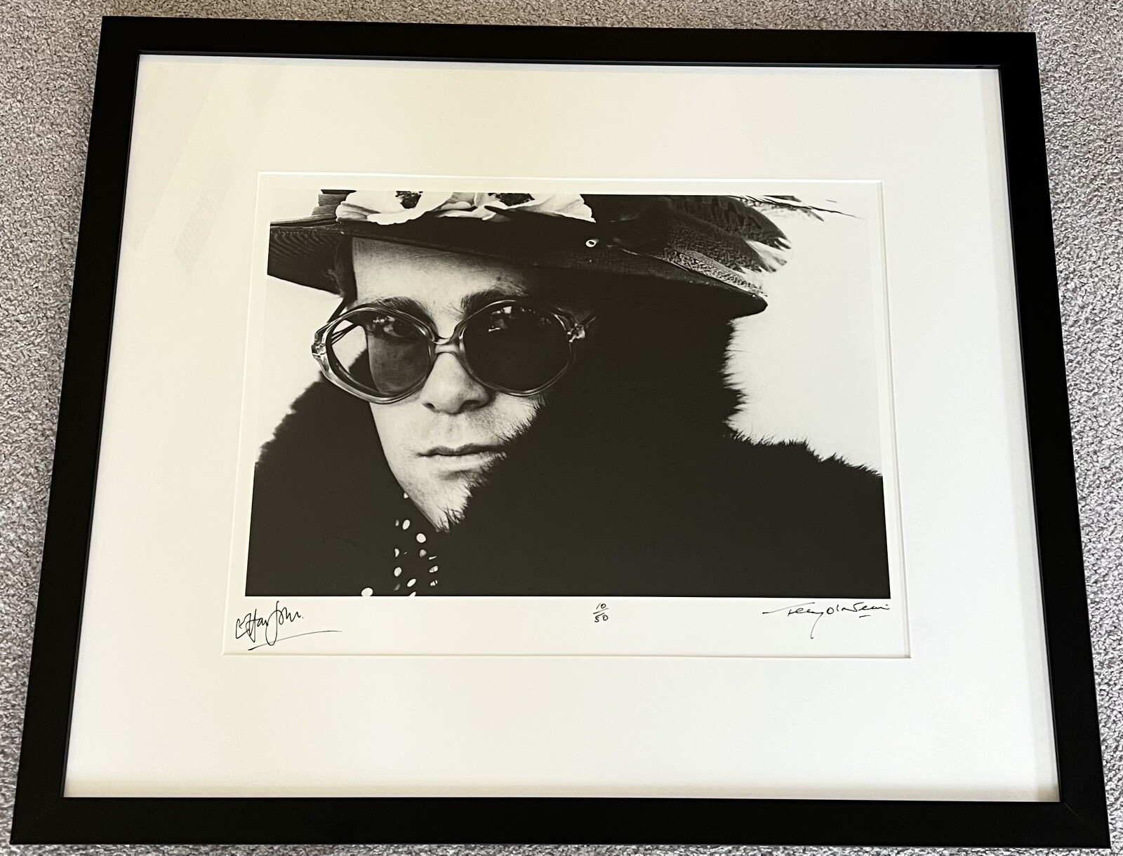 Elton John Signed & Terry O’Neill Signed Limited Edition Fine Art Print FRAMED