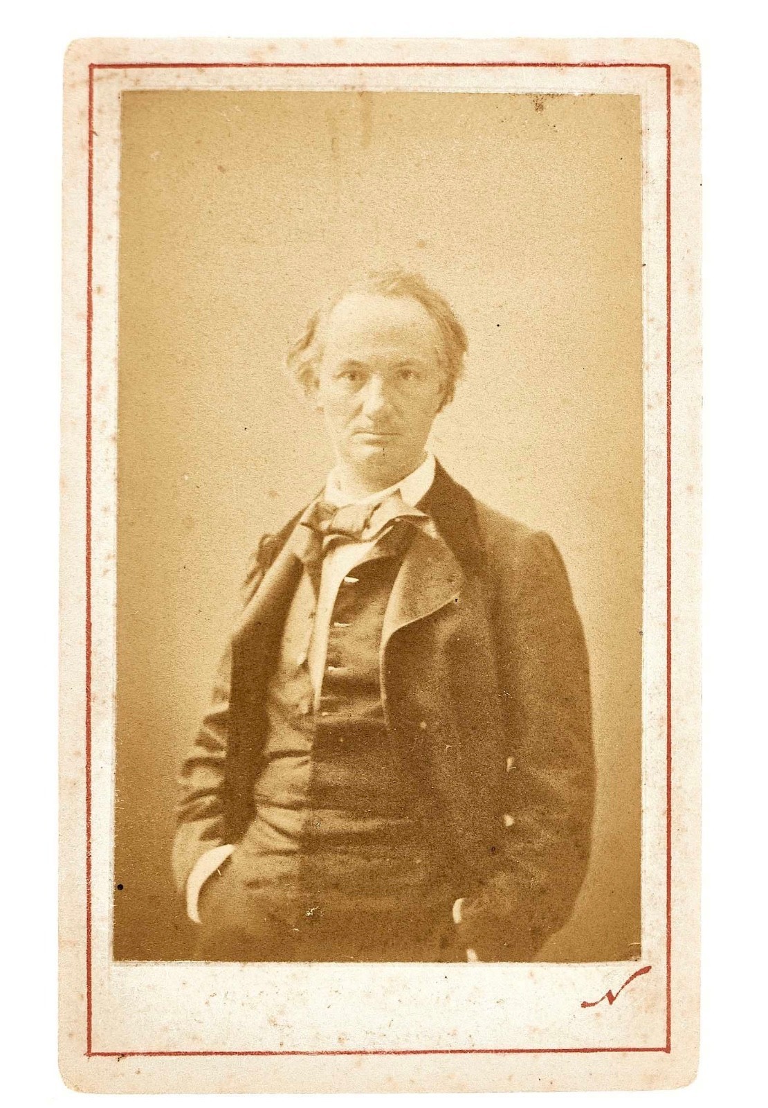 Charles BAUDELAIRE - Photograph in carte-de-visite format by NADAR. 1862. Charles BAUDELAIRE - Photograph in carte-de-visite format by NADAR. 1862.