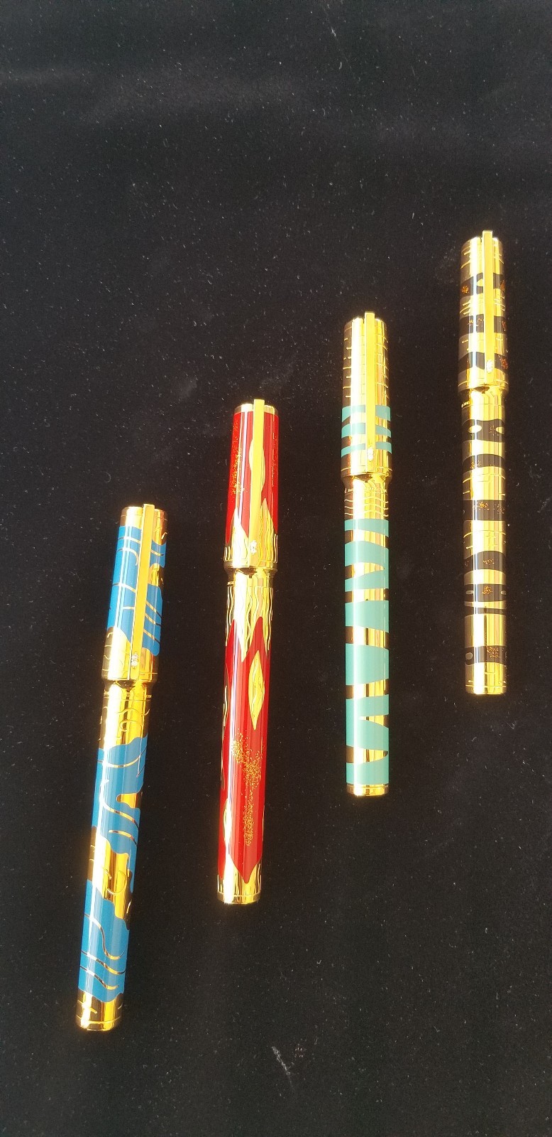 ST DUPONT LES ELEMENTS 4 PEN SET: NEW AND ALL 4 MATCHING NUMBERS 