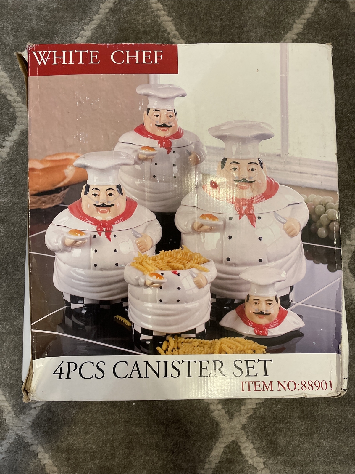 CASA VERO~ WHITE CHEF~ FAT CHEF CANISTER SET OF 4