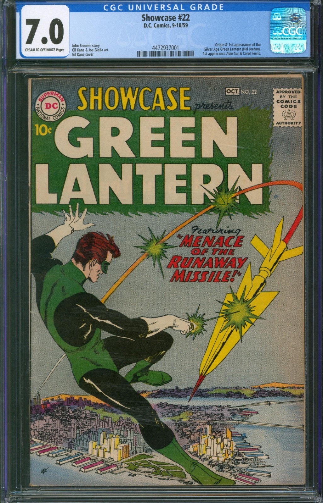 Showcase #22 CGC 7.0 D.C. Comics 1959 1st Appearance of Silver Age Green Lantern