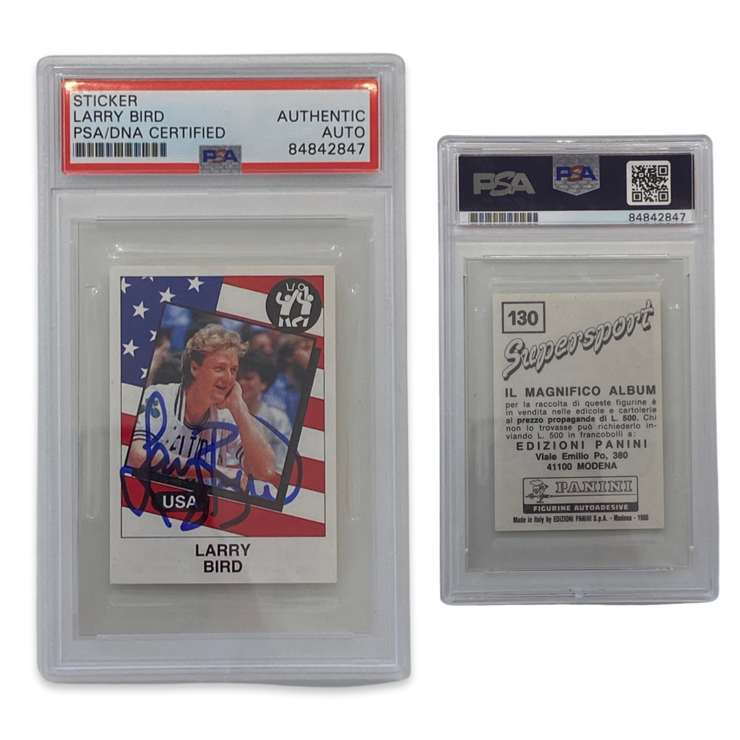 1986 Larry Bird Panini #130 Sticker Autographed PSA Auto Authentic Boston Celtic 1986 Larry Bird Panini #130 Sticker Autographed PSA Auto Authentic Boston Celtic