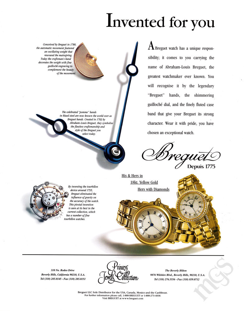 Breguet DePuis 1775 watch print ad 2000 Invented for You - gears & hands
