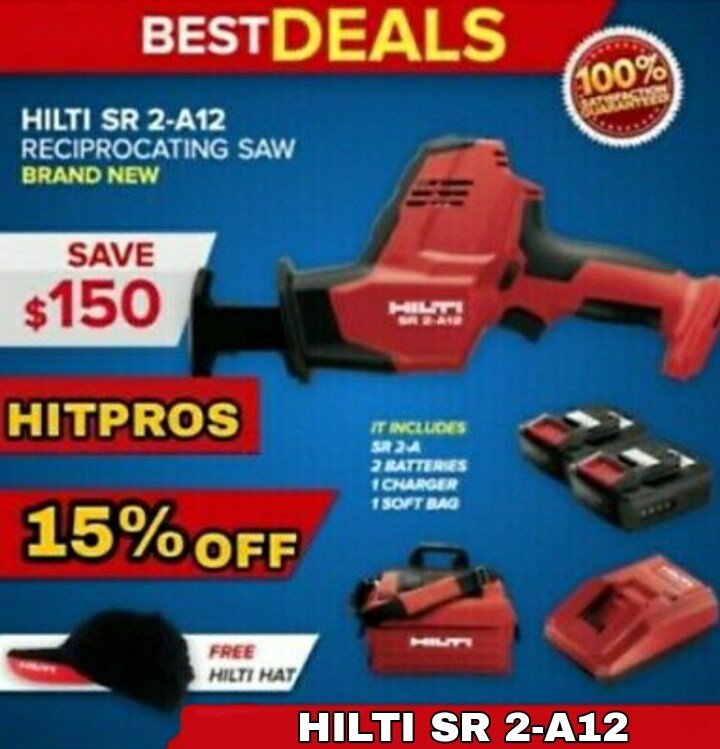 HILTI SR 2-A Reciprocating Saw 2 Batteries Bag All HILTI SR 2-A Reciprocating Saw 2 Batteries Bag All