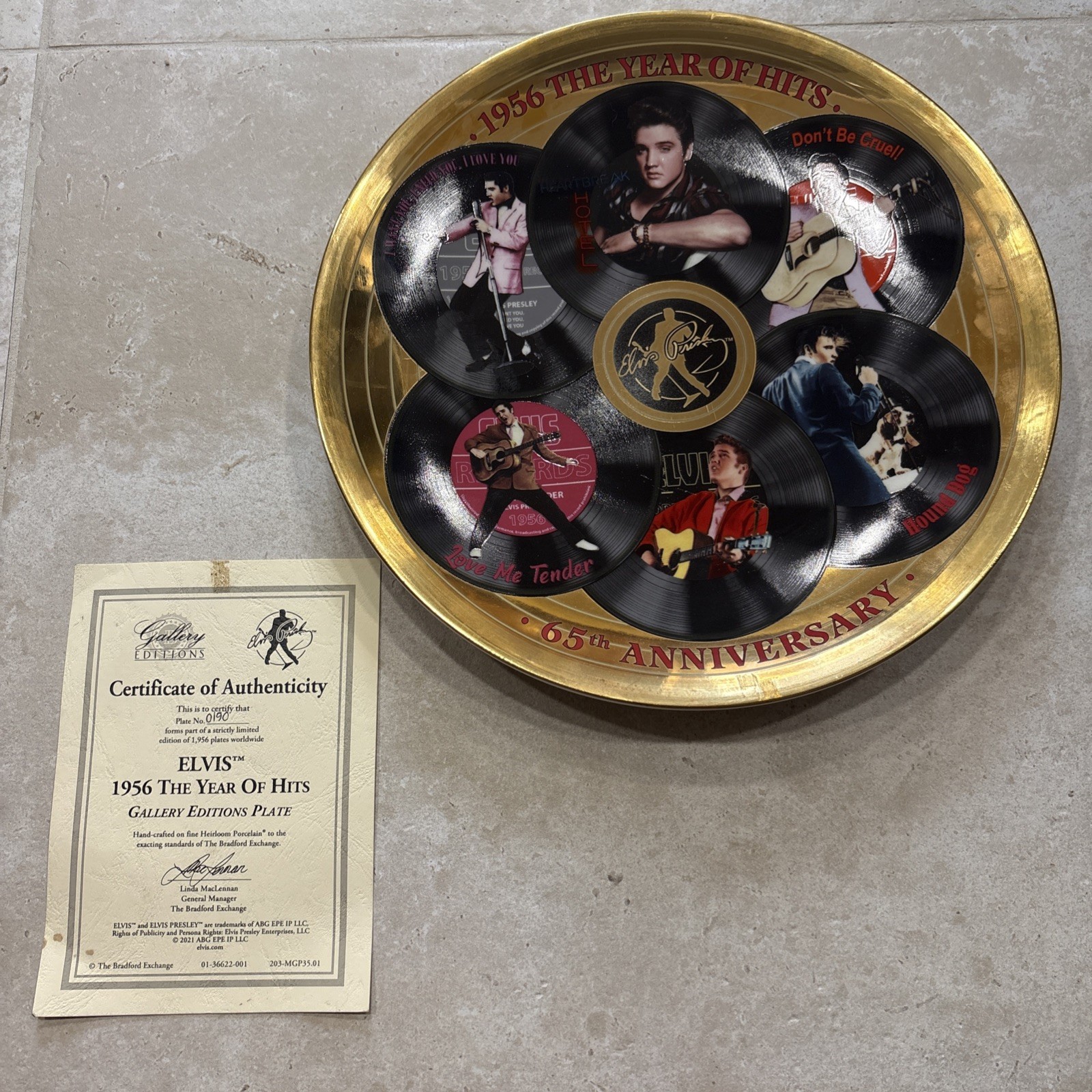 Elvis Presley 1956 Year of Hits Bradford Exchange Plate #0190 COA Limited 1956 Elvis Presley 1956 Year of Hits Bradford Exchange Plate #0190 COA Limited 1956