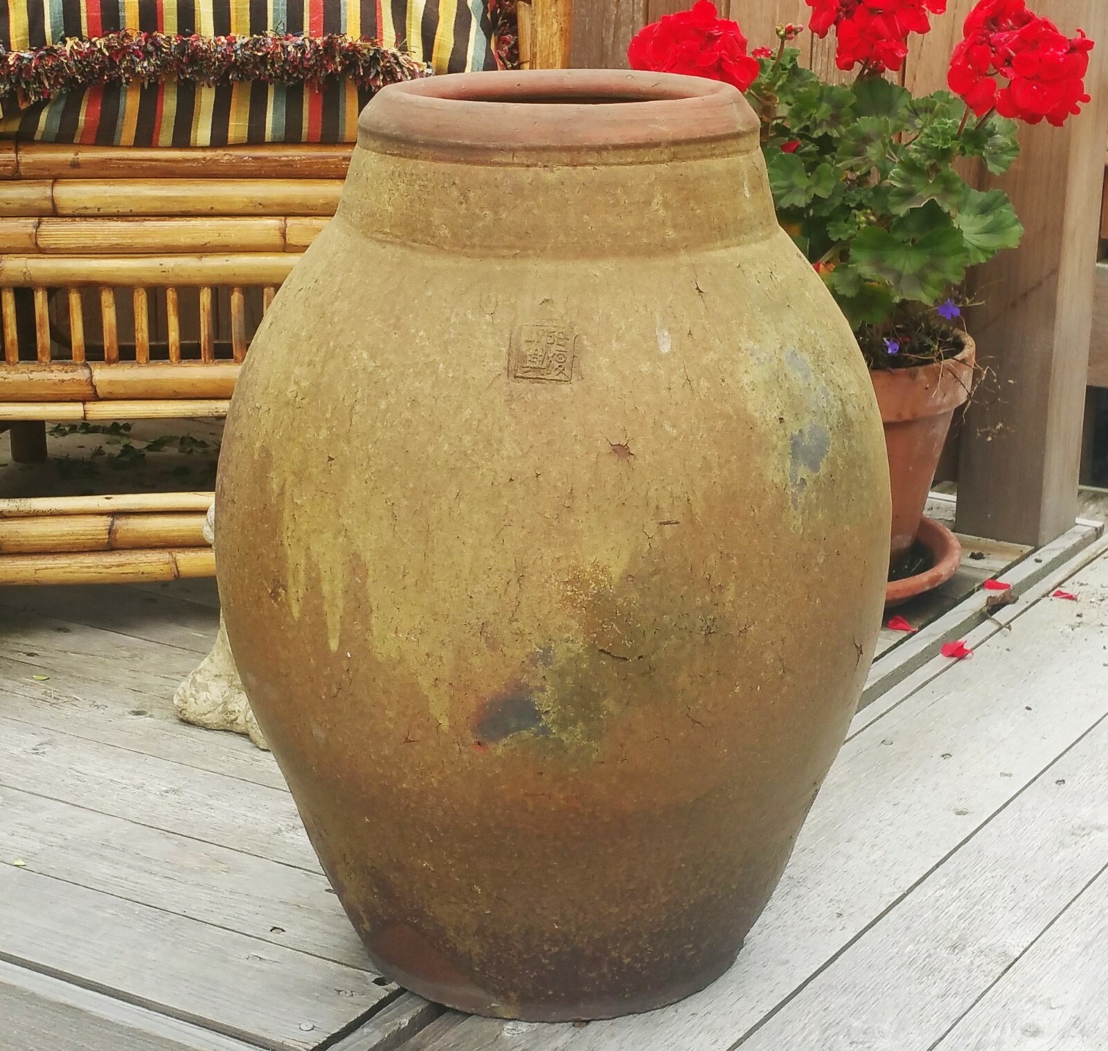 1952 Moutai vodka mcm chinese storage jar floor vase vtg terra cotta pottery jug