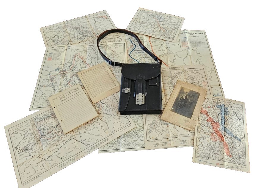 Postwar German Border LEATHER map case Map window 1941 MEGO Berlin w/maps Photo Postwar German Border LEATHER map case Map window 1941 MEGO Berlin w/maps Photo