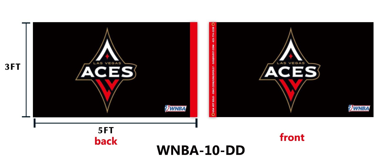 A LAS VEGAS ACES WNBA-10 3x5 Ft Flag Double Sided Print Womens Basketball