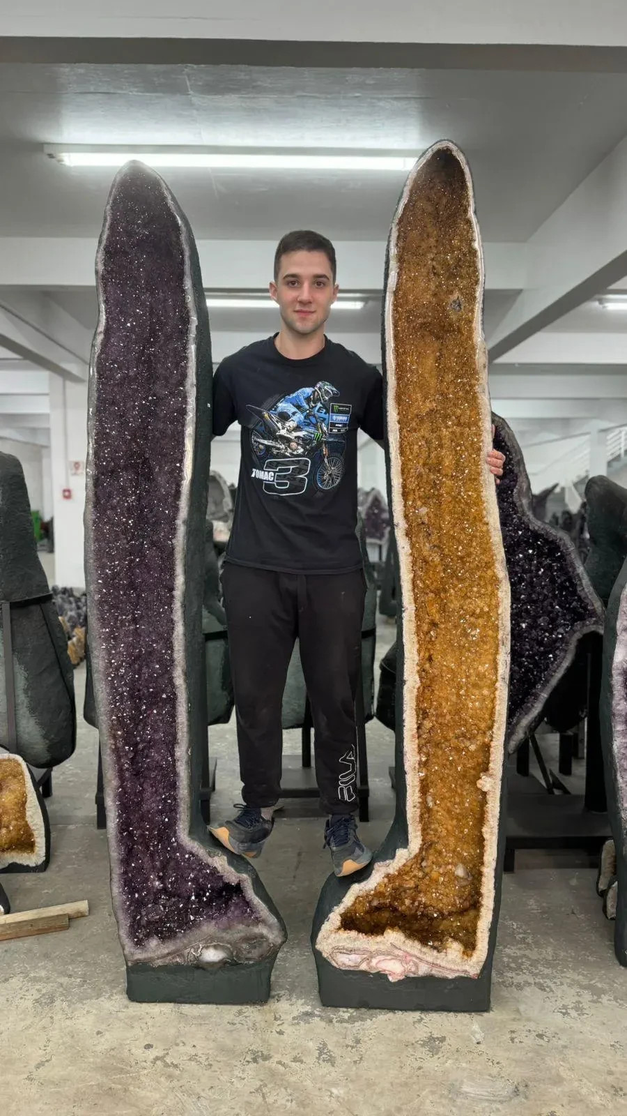 8FT Tall Giant AMETHYST & CITRINE Bicolor Cathedral PAIR**** Big Crystal Geodes