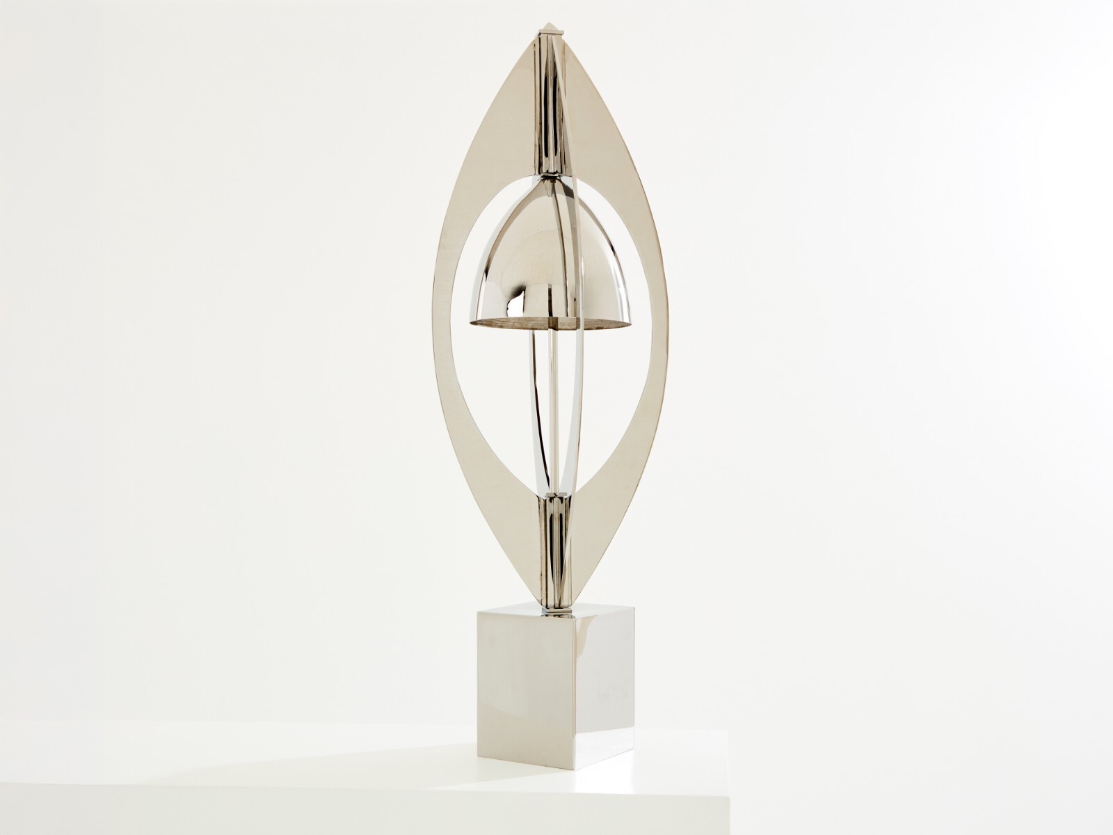 Jacques Charles for Maison Charles Ogive nickel metal lamp 1965 Jacques Charles for Maison Charles Ogive nickel metal lamp 1965