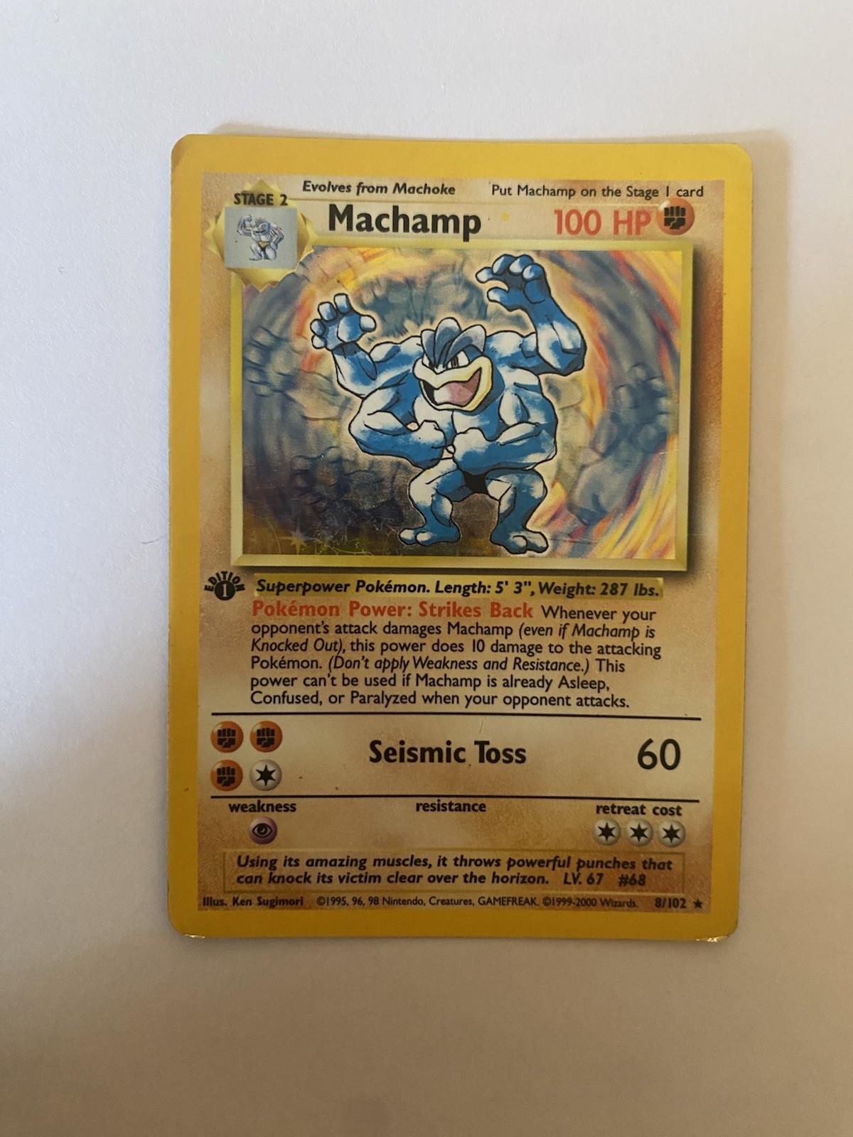 Pokémon TCG Machamp Seismic Toss Holo Foil Rare 1st Addition 8/102