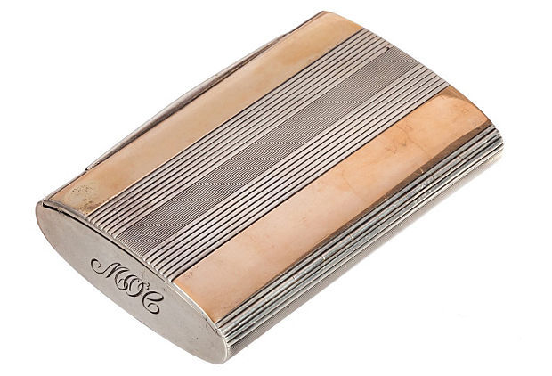Cartier Art Deco Sterling 14 KT Gold Compact
