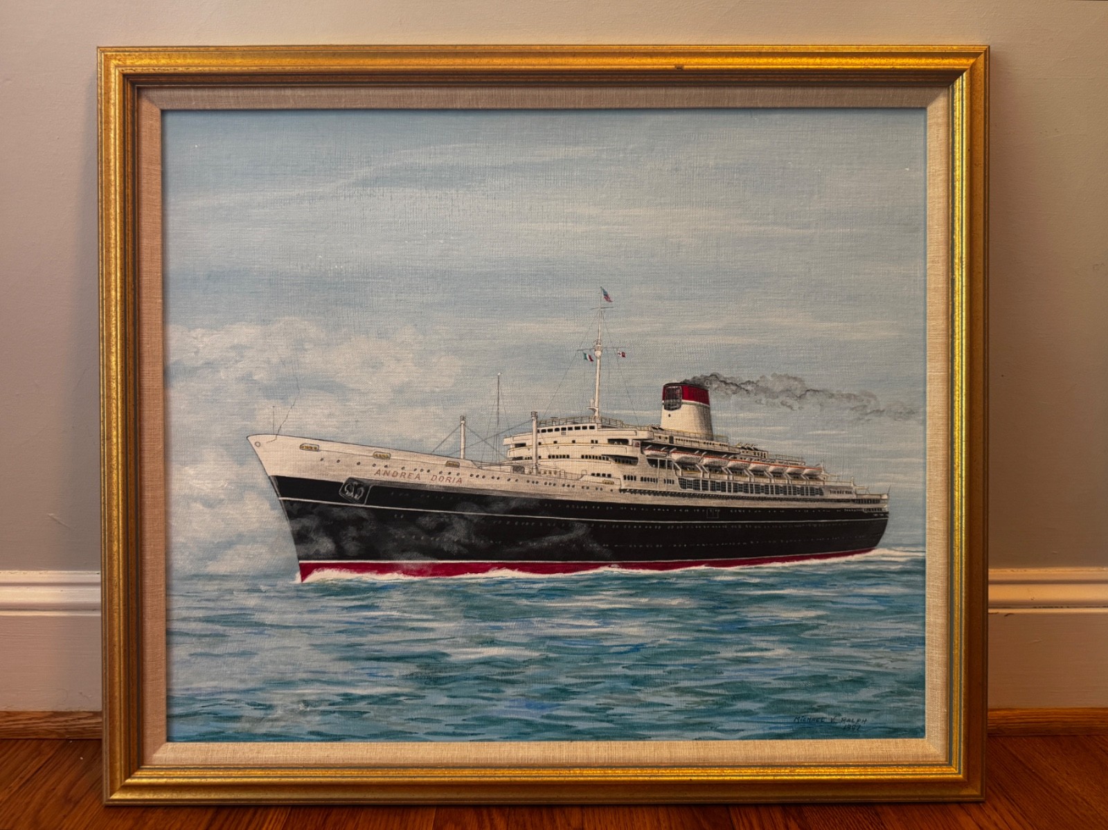 ss Andrea Doria Original Painting by Michael Ralph / Italian Line / ss Stockholm ss Andrea Doria Original Painting by Michael Ralph / Italian Line / ss Stockholm