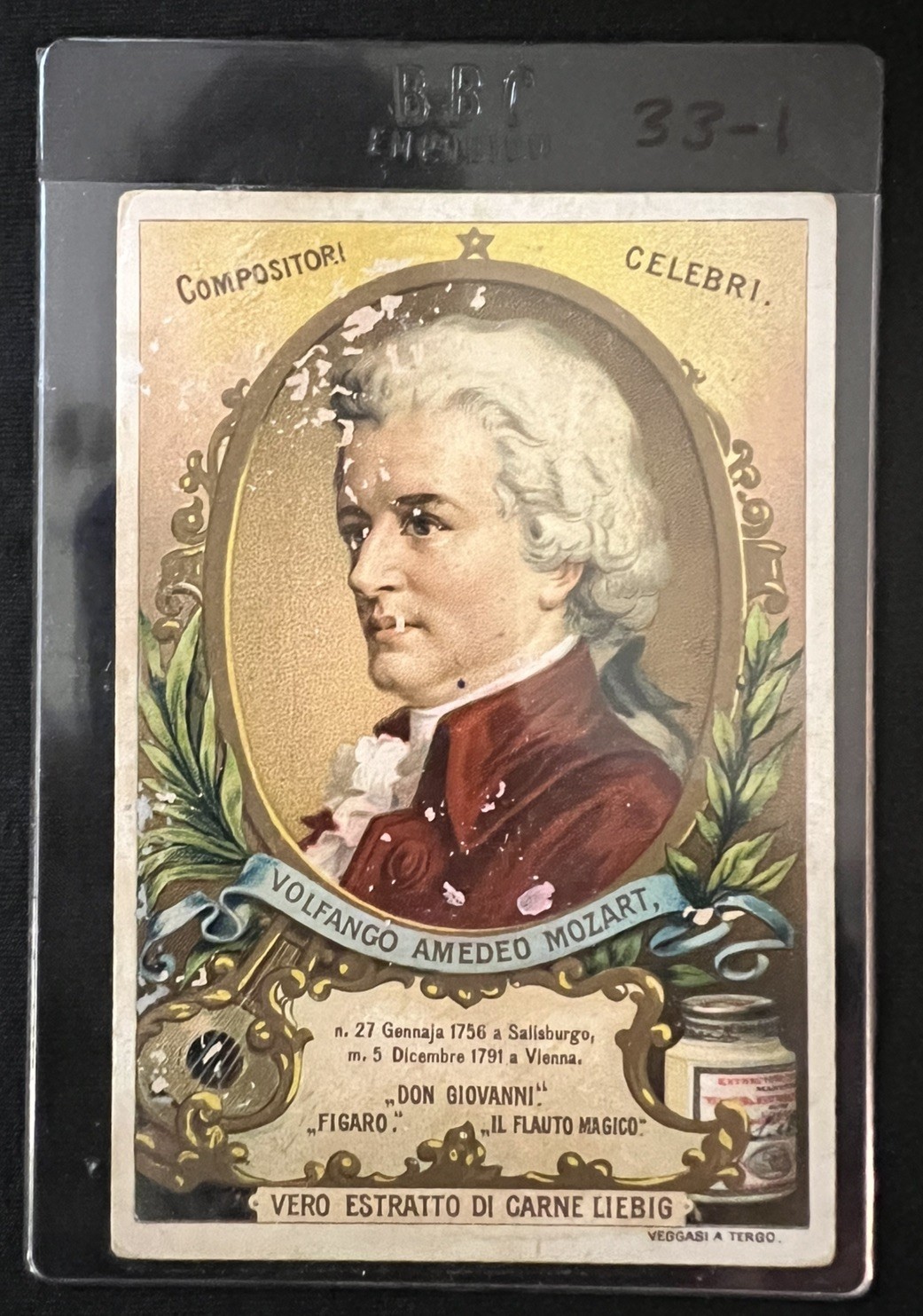1893 LIEBIG MOZART *ROOKIE CARD* RARE LOW POP VG