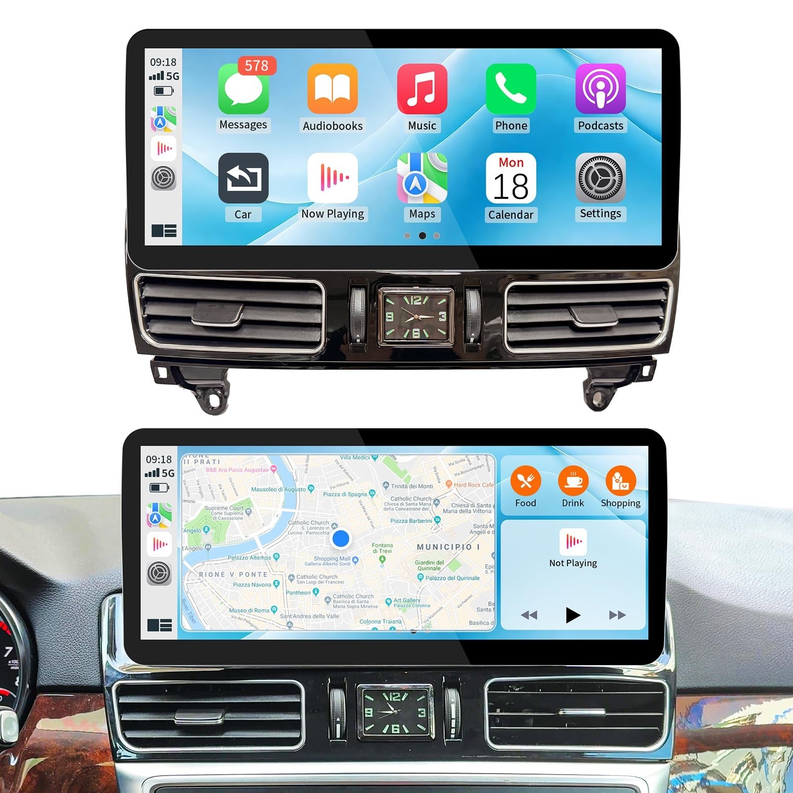 12.3Inch Ultra-Narrow Touchscreen Wireless CarPlay Android Auto for Mercedes ...