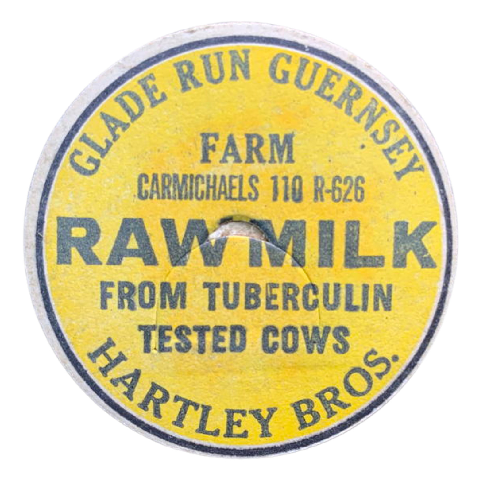 4 Vintage Glade Run Guernsey Farm Milk Bottle Caps | 1930's 42mm | Tuberculin