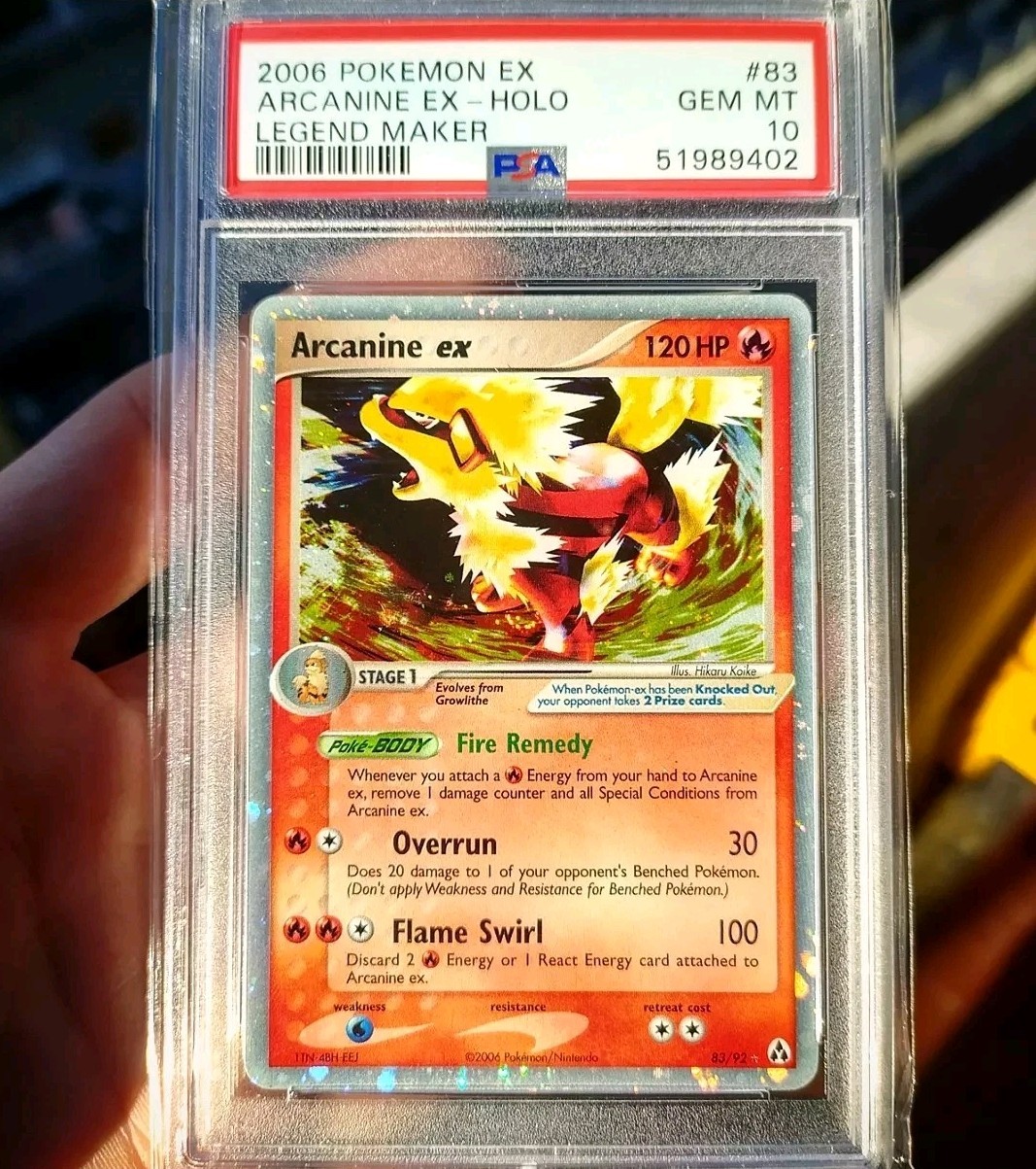 PSA 10 POKEMON ARCANINE EX HOLO - 83/92 - EX LEGEND MAKER 2006 Pokemon
