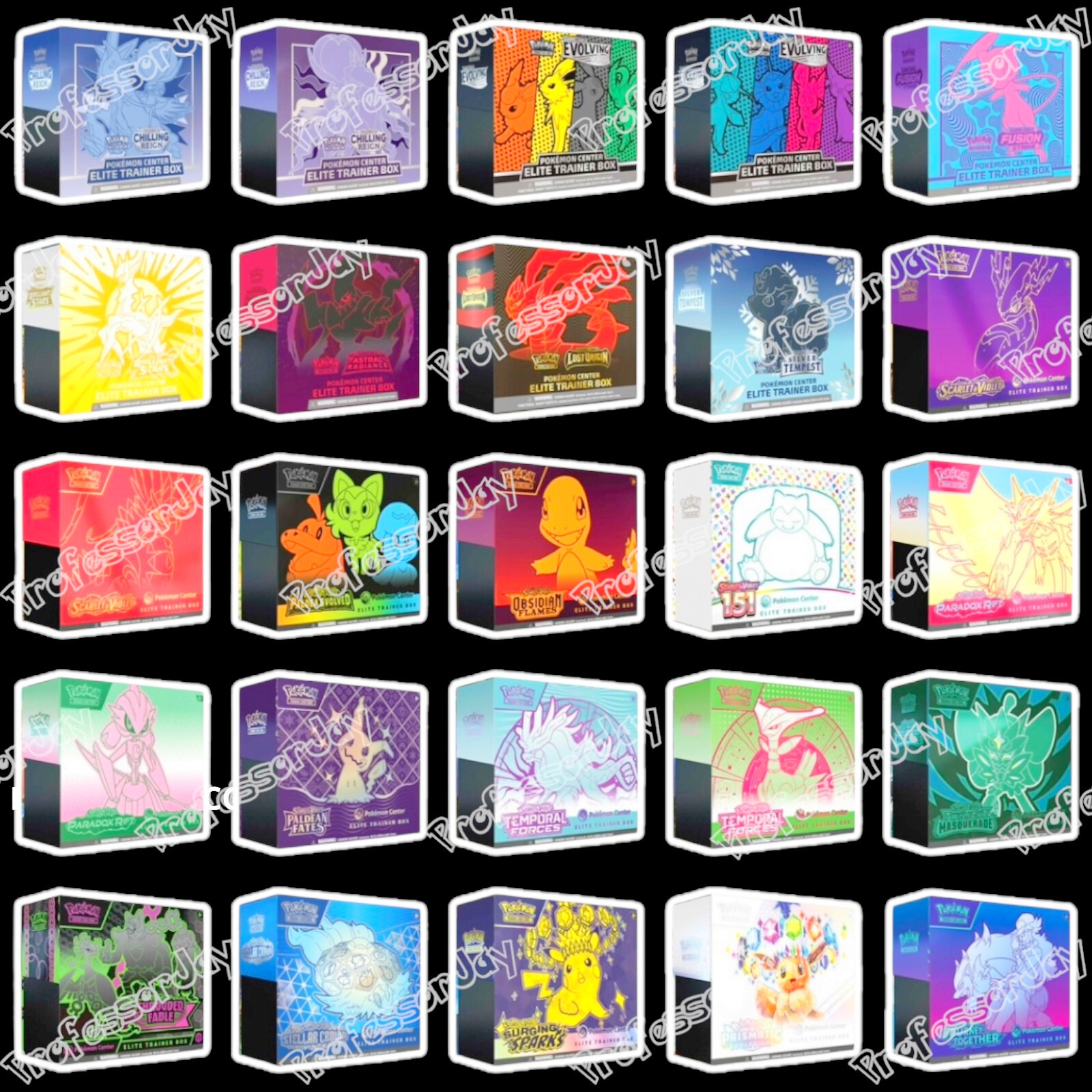 (35) Pokémon CENTER SWORD & SHIELD + SCARLET & VIOLET + MEGA ELITE TRAINER BOXES