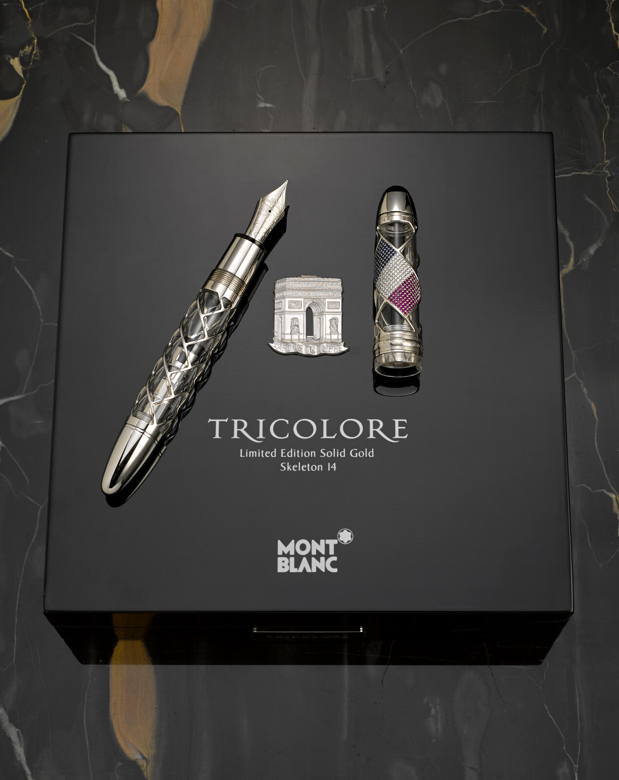 MONTBLANC 2002 TRICOLORE FRENCH FLAG Limited Edition 14 SOLID GOLD Skeleton