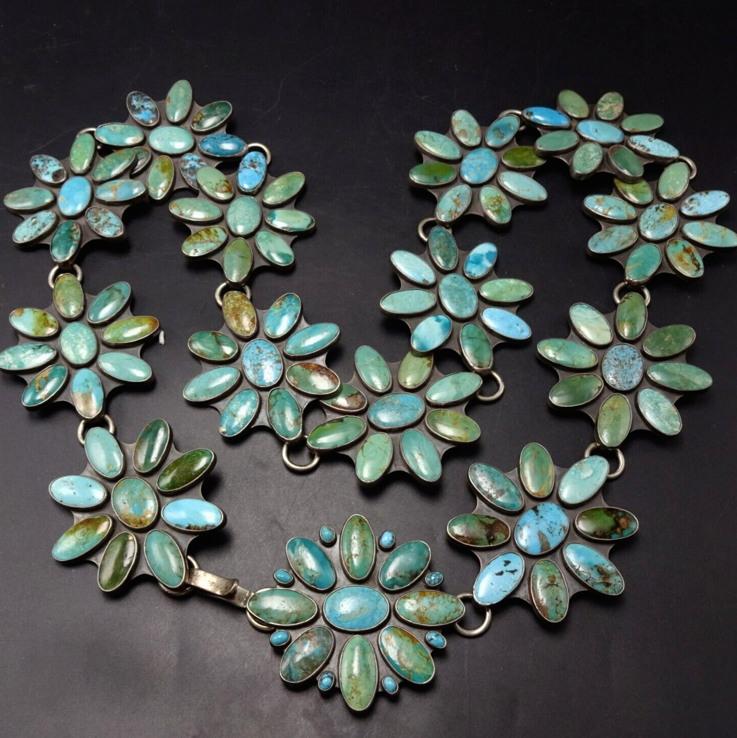 Magnificent FEDERICO JIMENEZ Sterling Silver 100 YEAR OLD TURQUOISE Cluster BELT Magnificent FEDERICO JIMENEZ Sterling Silver 100 YEAR OLD TURQUOISE Cluster BELT
