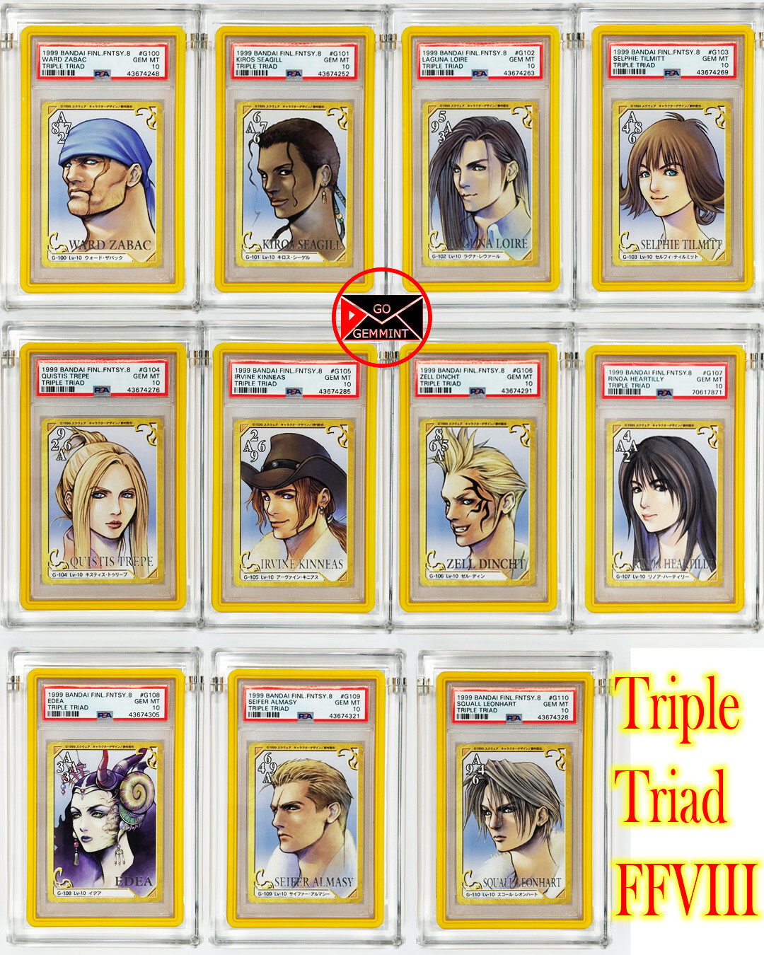 PSA 10 Complete Official Licensed 1999 FINAL FANTASY VIII Triple Triad 110 cards