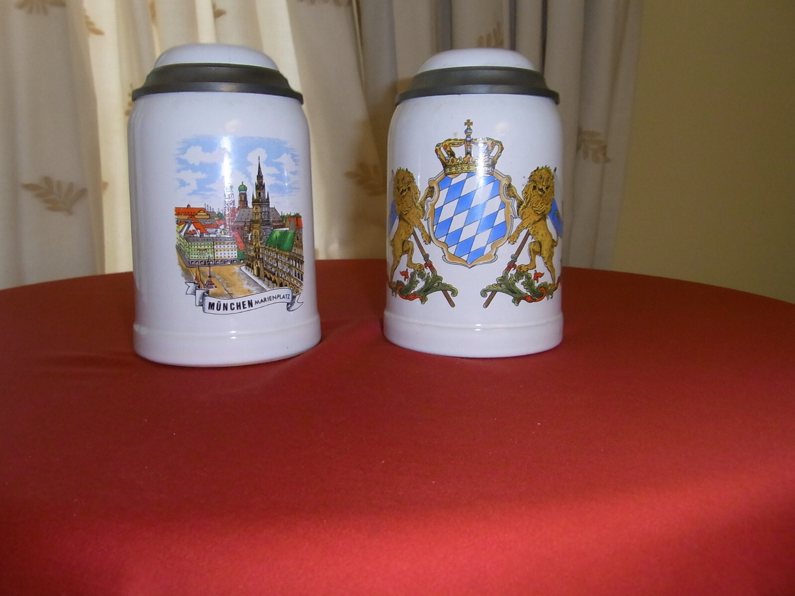 Hilti 2 x beer mug tin lid 0.5l beer humps Munich Marienplatz coat of arms Bavaria