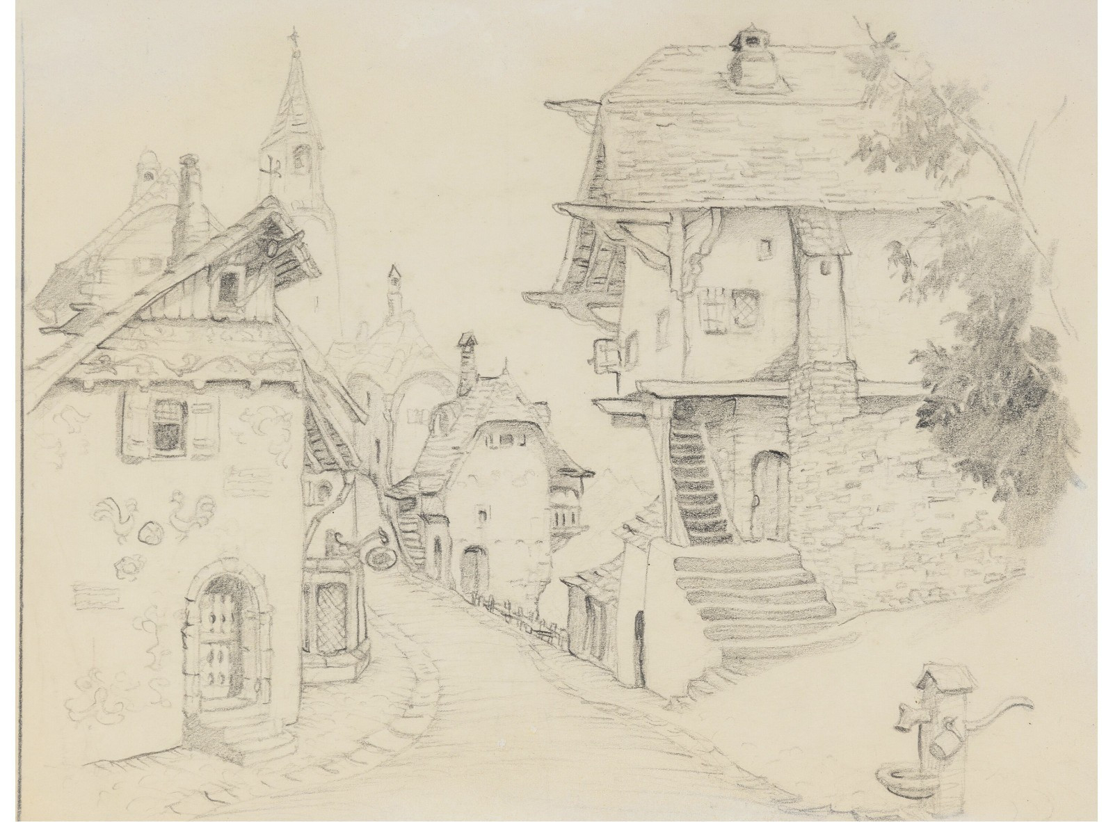 Pinocchio Concept Drawing by Gustaf Tenggren (Walt Disney, 1940)