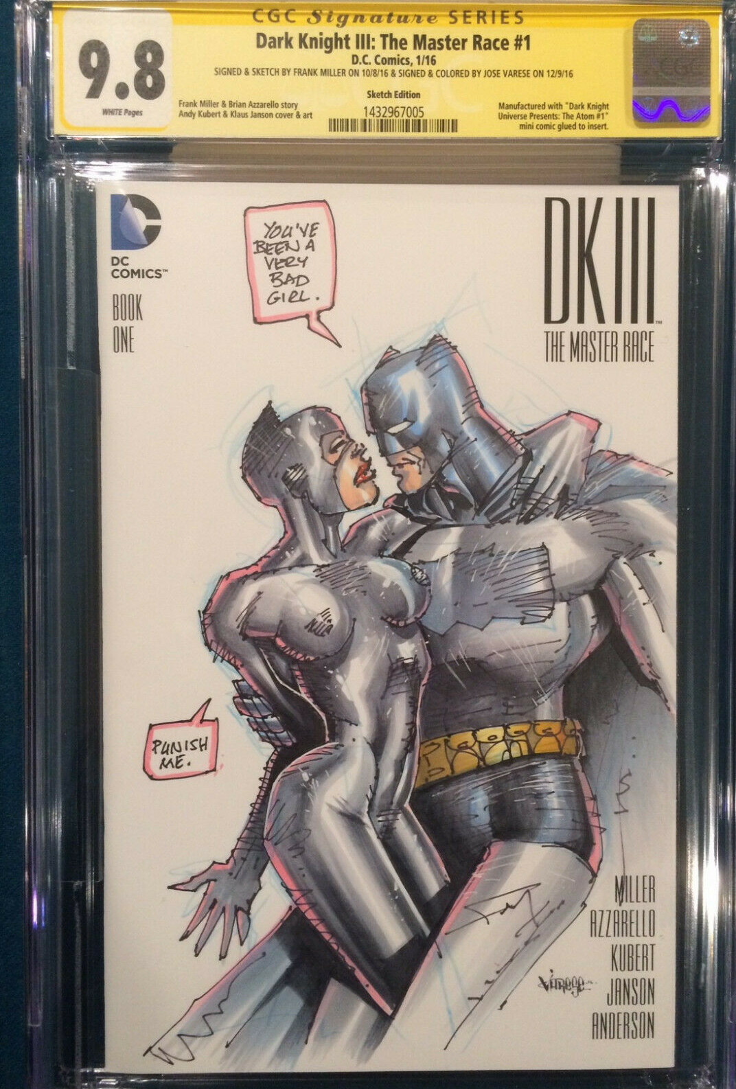 FRANK MILLER ORIGINAL Sketch Art CGC 9.8 Signed DK III Master Race Batman #50 FRANK MILLER ORIGINAL Sketch Art CGC 9.8 Signed DK III Master Race Batman #50