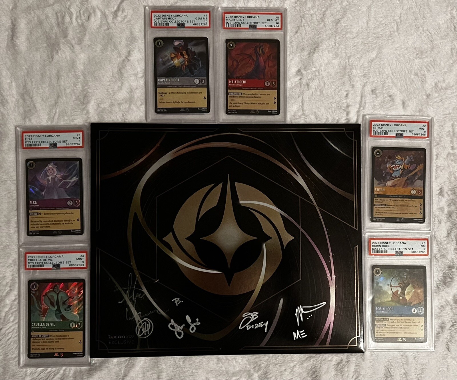 Disney D23 Expo 2022 Lorcana Set of 6 Cards Graded Signed Exclusive 1st Edition Disney D23 Expo 2022 Lorcana Set of 6 Cards Graded Signed Exclusive 1st Edition