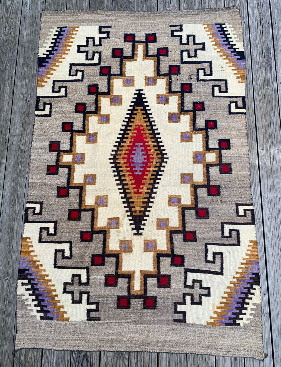 Authentic Antique NAVAJO Wool Rug. Beautiful Colors and Pattern READ