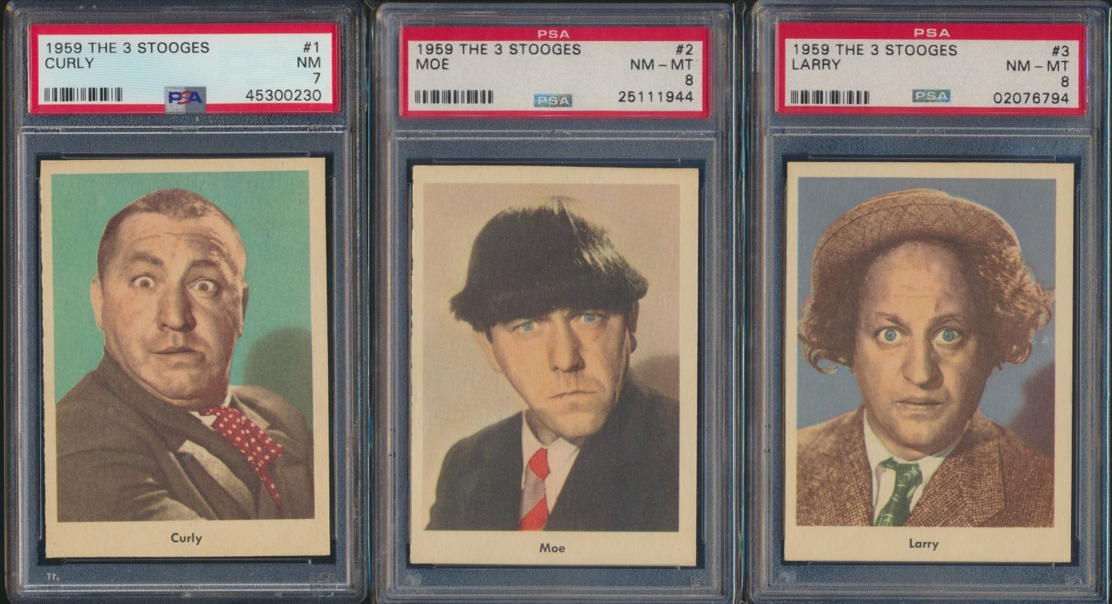 1959 FLEER THE 3 STOOGES COMPLETE PSA GRADED MASTER SET 99 CURLY PSA 7 w/✓LISTS 1959 FLEER THE 3 STOOGES COMPLETE PSA GRADED MASTER SET 99 CURLY PSA 7 w/✓LISTS