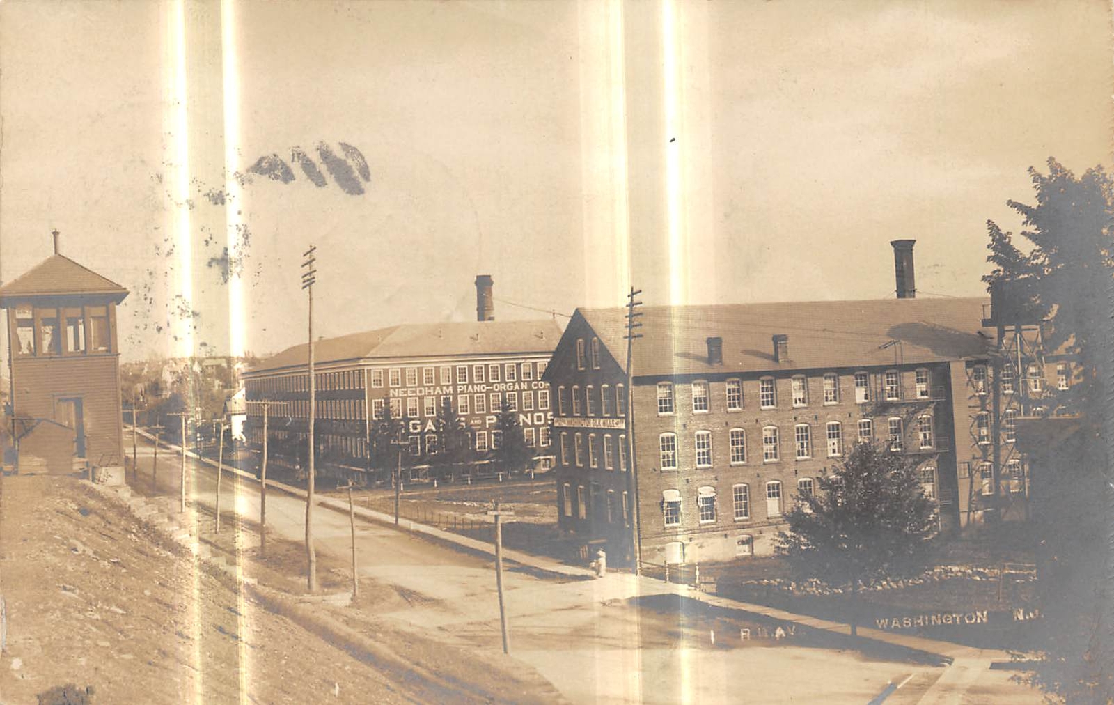 WASHINGTON New Jersey RPPC postcard US USA Needham Piano & Organ factory 1905