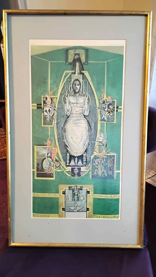 Antique English lithograph Graham Sutherland Christ in glory in the tetramorph Antique English lithograph Graham Sutherland Christ in glory in the tetramorph